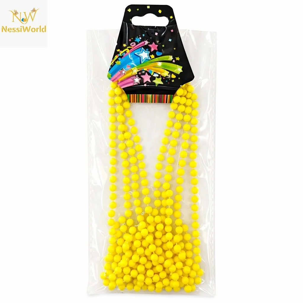 İthalat® Neon Sarı Boncuk Kolye 80 cm – Retro 80’ler 90’lar Parti Aksesuarı