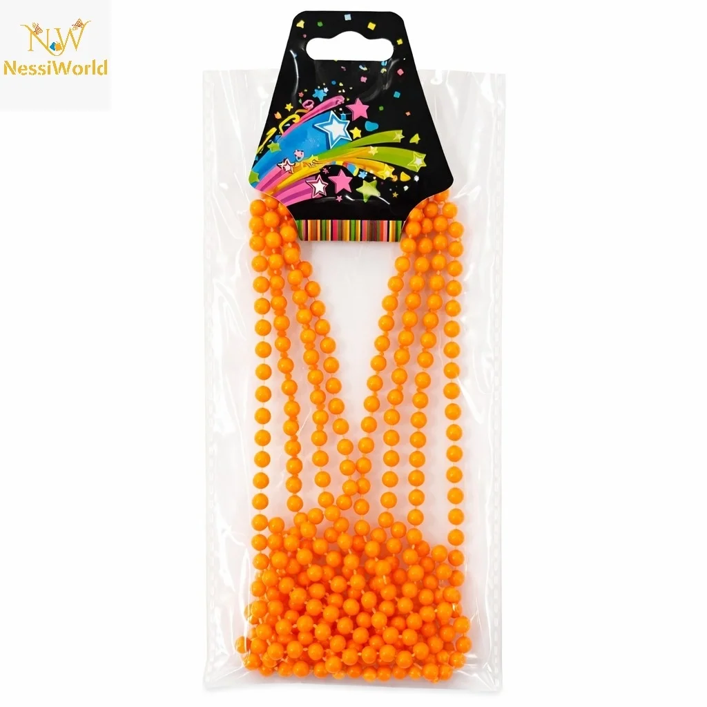 İthalat® Neon Turuncu Boncuk Kolye 80 cm – Retro 80’ler 90’lar Parti Aksesuarı
