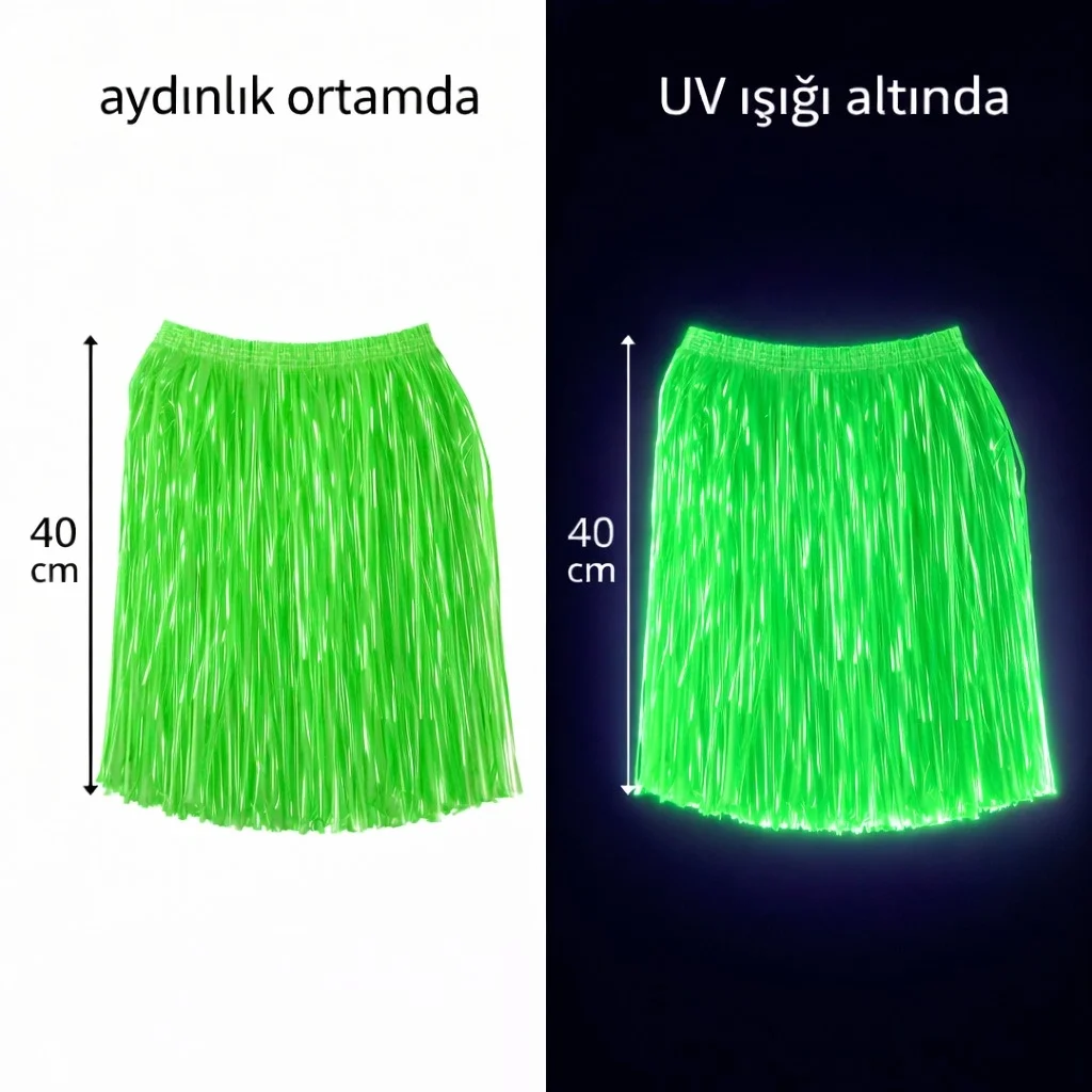İthalat® Neon Yeşil Hawaii Parti Eteği 40 cm