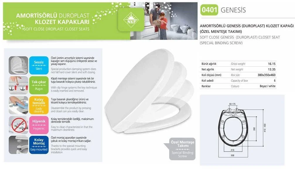 İthalat® NKP Genesis Amortisörlü+Tak Çıkar Klozet Kapağı İthalat® NKP Genesis Amortisörlü+Tak Çıkar Klozet Kapağı