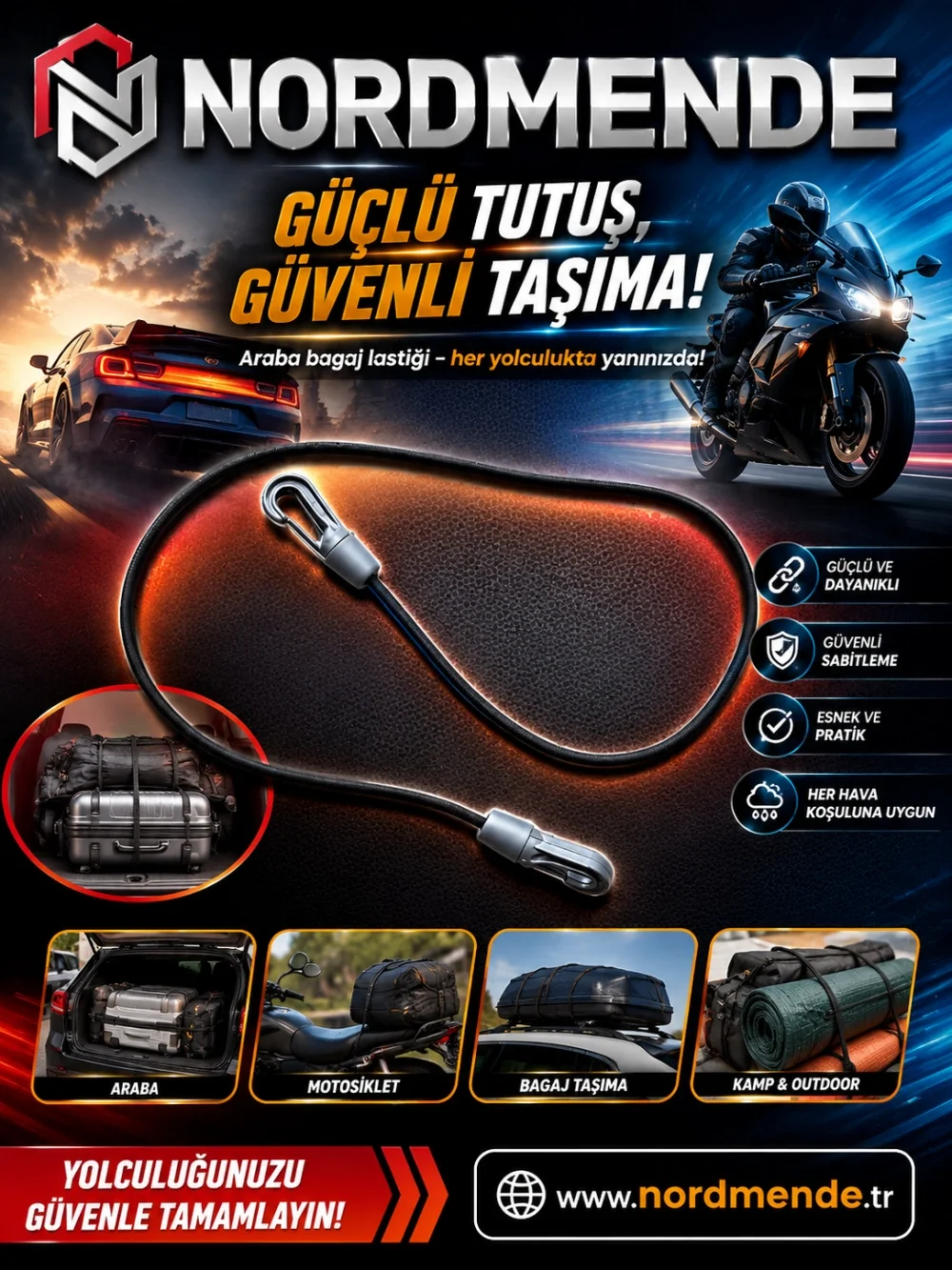 İthalat® Nordmende Bagaj Lastiği