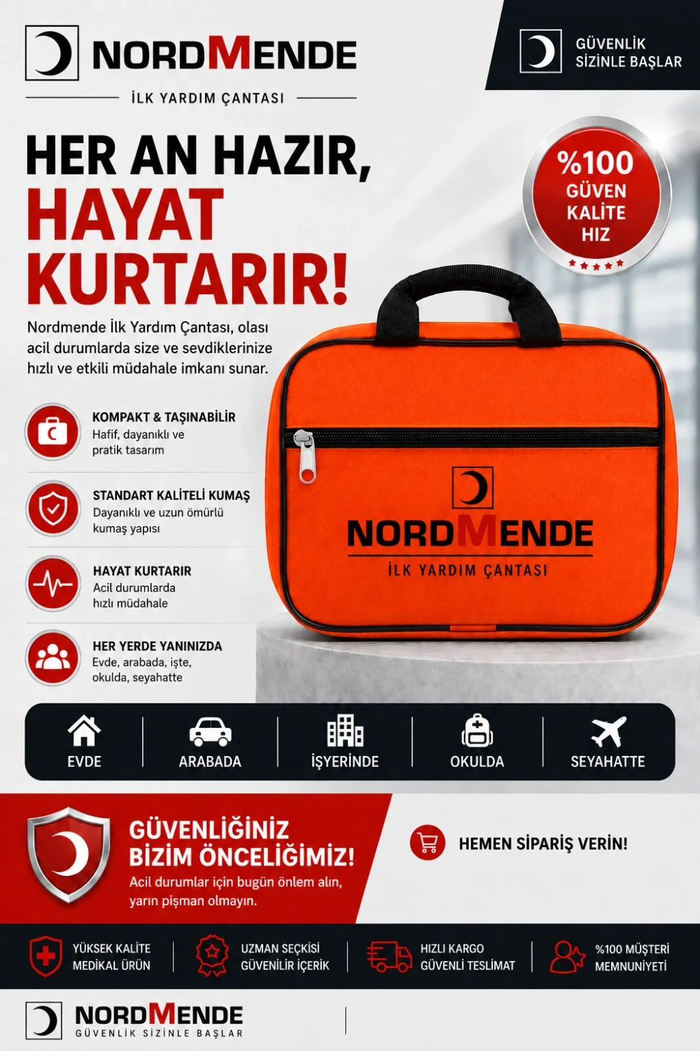 İthalat® Nordmende İlk Yardım Çantası Acil Müdahale Seti – Araç, Ev, Ofis ve Seyahat İçin İthalat® Nordmende İlk Yardım Çantası Acil Müdahale Seti – Araç, Ev, Ofis ve Seyahat İçin