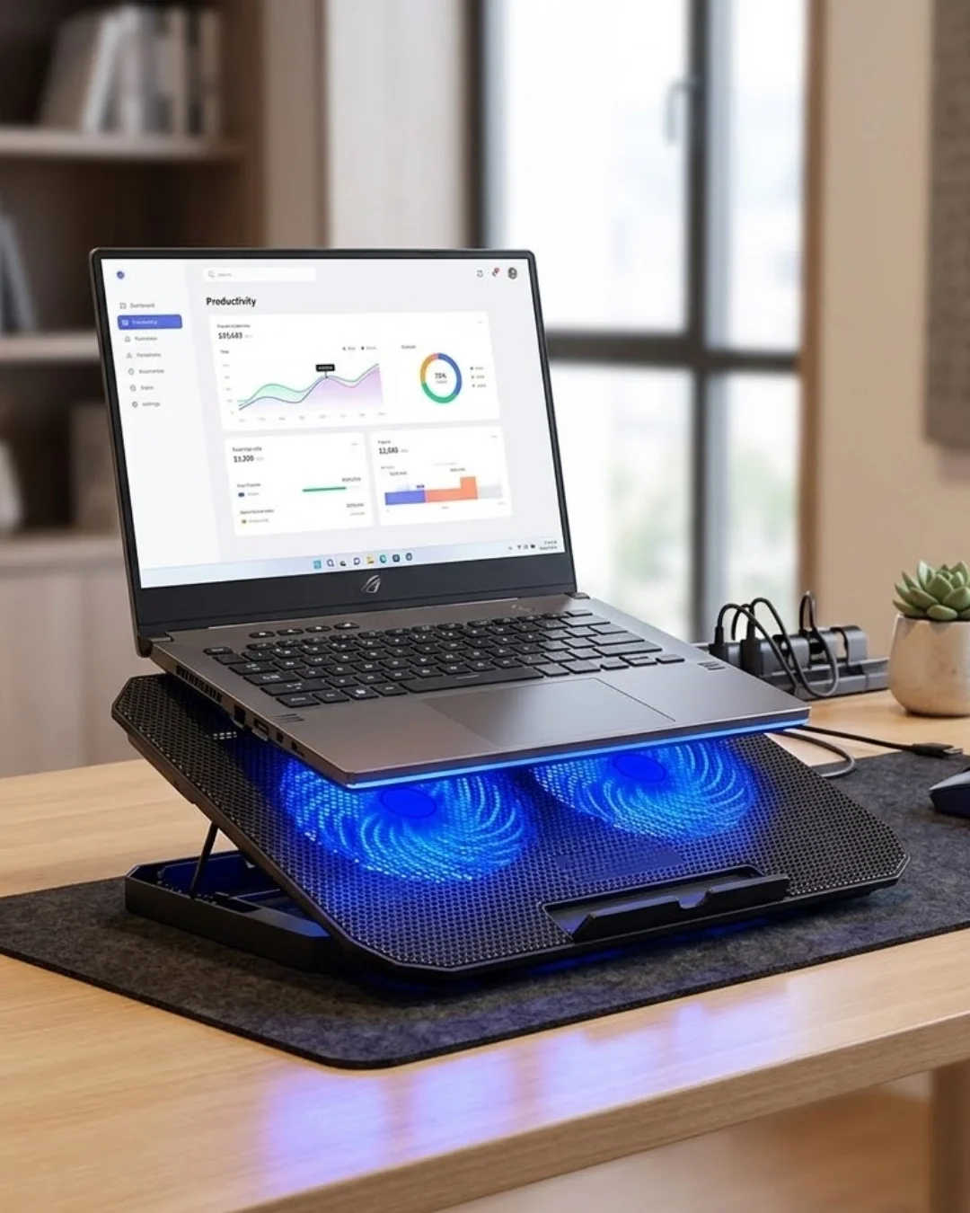 İthalat® Notebook Soğutucu Fanlı Stand USB Portlu 8 Kademe Laptop Sehpası