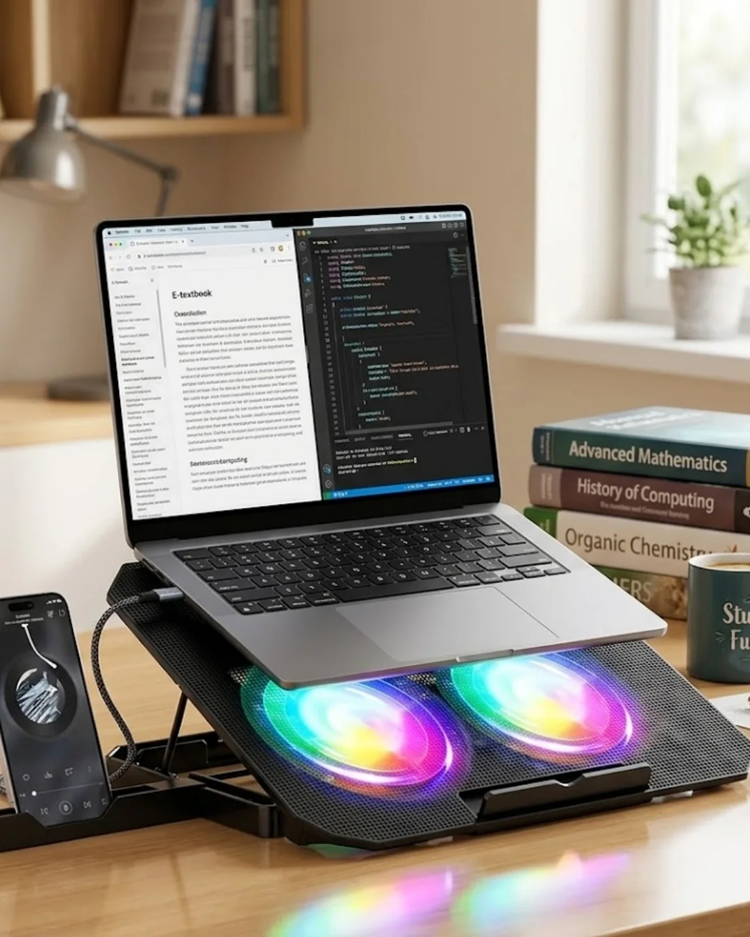 İthalat® Notebook Soğutucu Stand RGB Aydınlatmalı İki Fanlı Laptop Altlığı