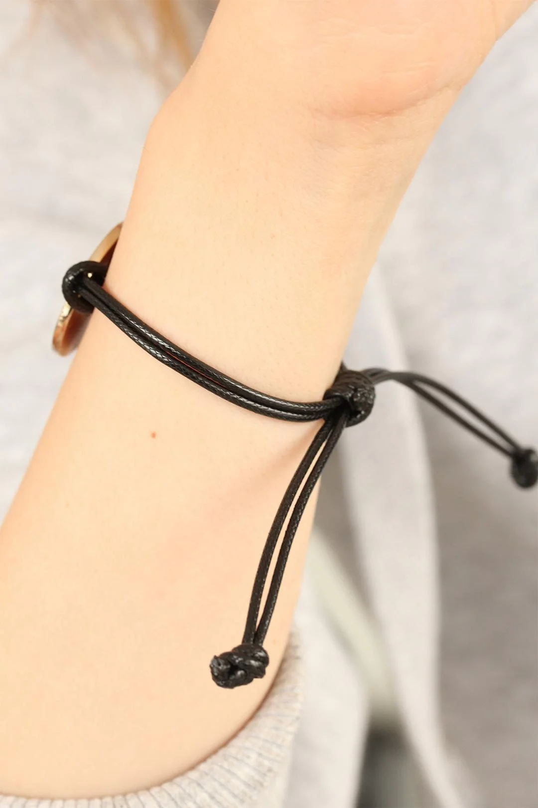 İthalat® OKAY (İyi) Siyah Deri İpli Unisex Mood Bileklik