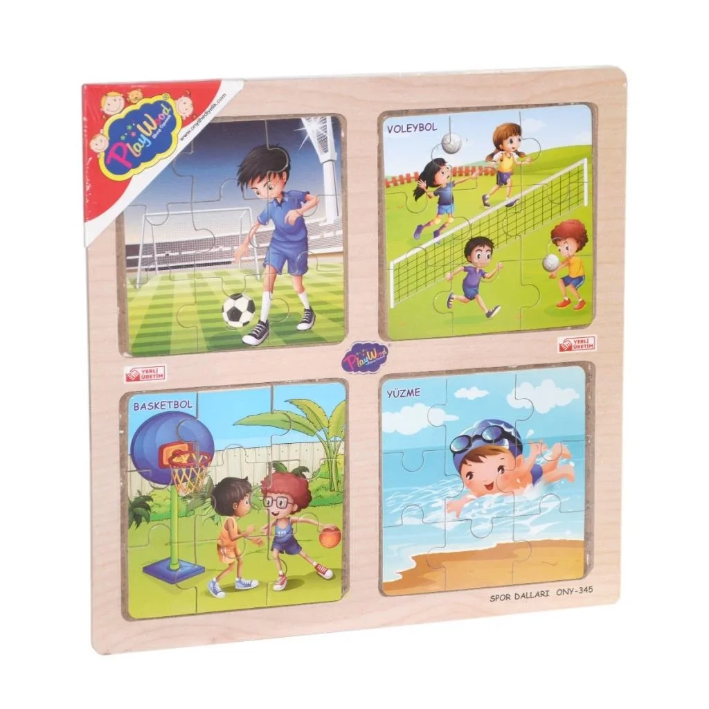 İthalat® ONY-343/344/345/346 Ahşap Eğitici 4'lü Puzzle -Onyıl