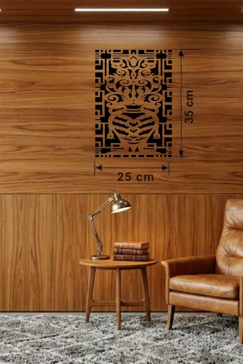 İthalat® Otantik Lale Motifli Ahşap Duvar Tablosu - 25x35 cm Lazer Kesim Dekoratif Pano
