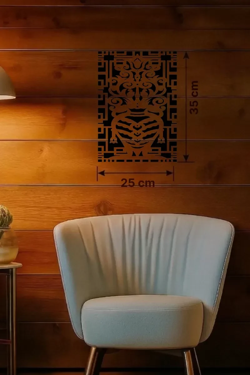 İthalat® Otantik Lale Motifli Ahşap Duvar Tablosu - 25x35 cm Lazer Kesim Dekoratif Pano