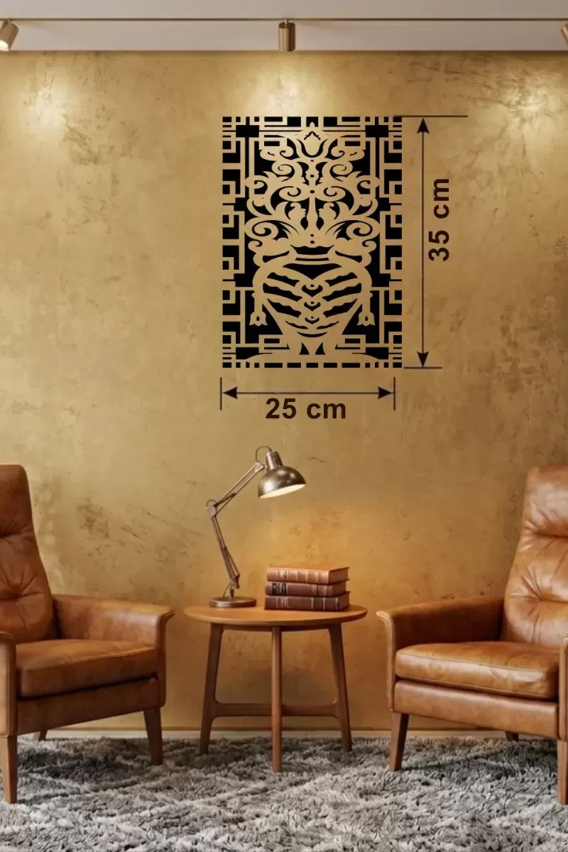 İthalat® Otantik Lale Motifli Ahşap Duvar Tablosu - 25x35 cm Lazer Kesim Dekoratif Pano