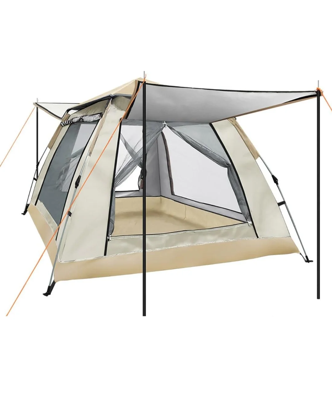 İthalat® Otomatik Kamp Çadırı 240x240x160 cm 6 Kişilik Geniş Hacimli Güneşlikli