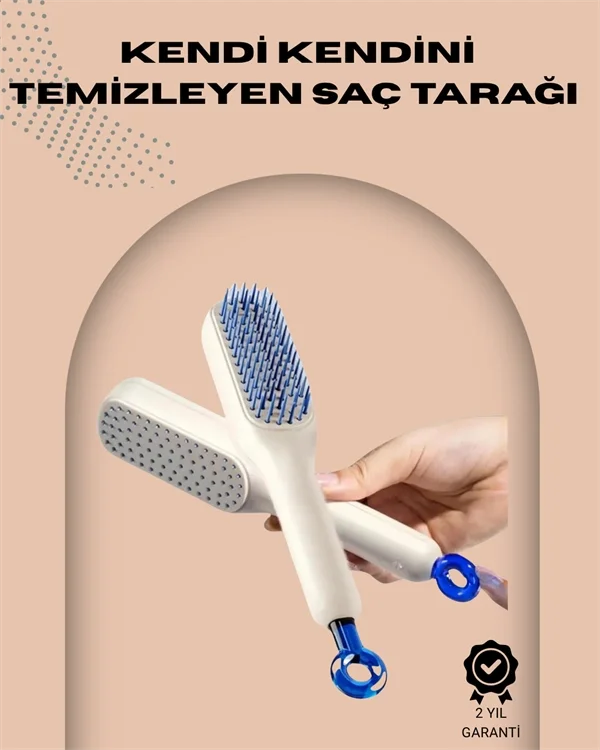 İthalat® Otomatik Temizlenen Ergonomik Saç Tarağı – Masaj Başlıklı