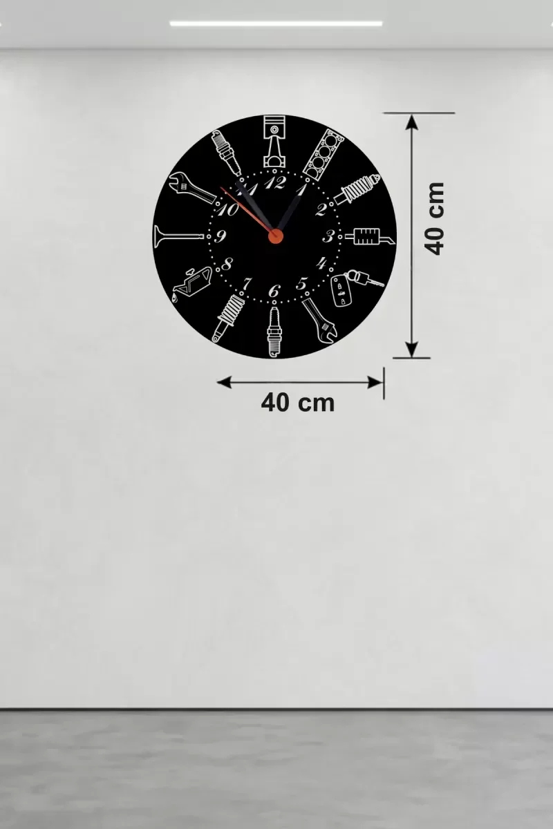 İthalat® Otomobil Parçaları Tasarım Ahşap Duvar Saati - 40x40 cm Mekanik Saat İthalat® Otomobil Parçaları Tasarım Ahşap Duvar Saati - 40x40 cm Mekanik Saat
