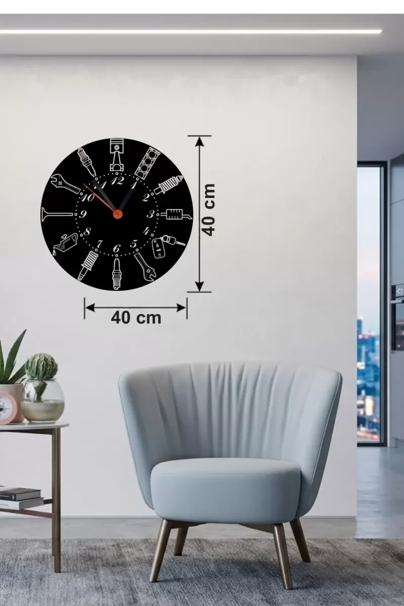 İthalat® Otomobil Parçaları Tasarım Ahşap Duvar Saati - 40x40 cm Mekanik Saat İthalat® Otomobil Parçaları Tasarım Ahşap Duvar Saati - 40x40 cm Mekanik Saat