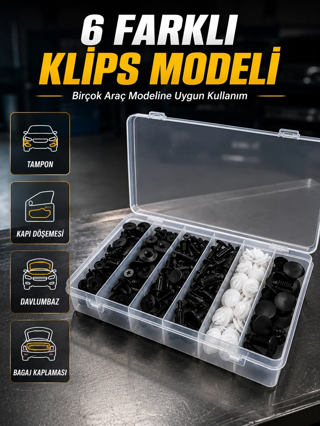 İthalat® Otomotiv Plastik Klips Seti | Kaporta, Çamurluk, Davlumbaz ve İç Trim Klipsleri