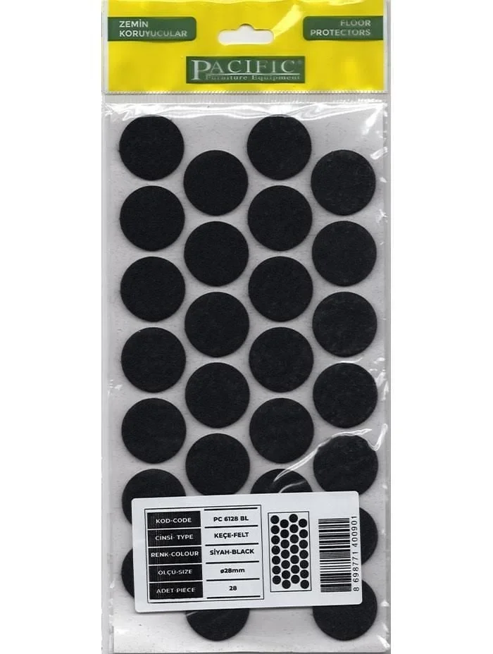 İthalat® Pacific 6128 BL Yapışkanlı Keçe 28 mm Siyah