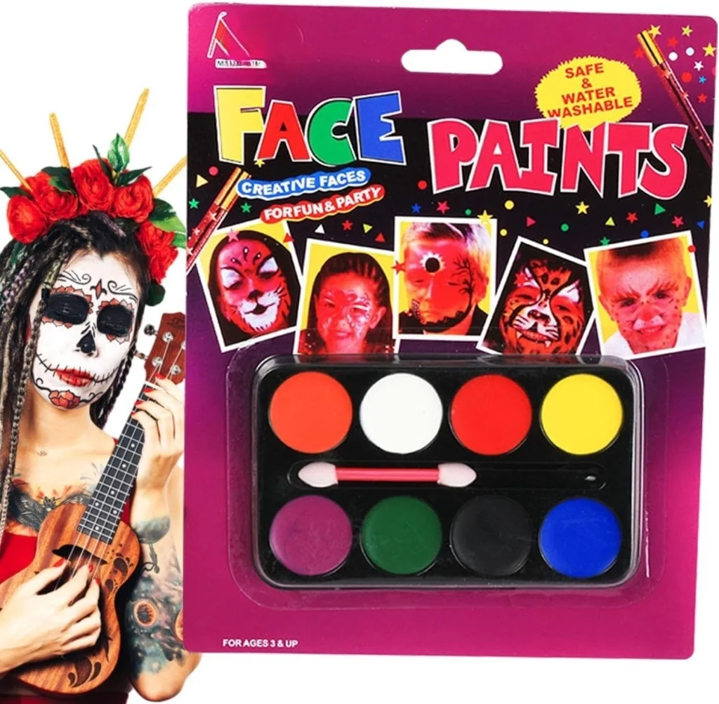 İthalat® Palyaço Yüz Boyama Seti Fırçalı Makyaj Boyama Seti 8 Renk