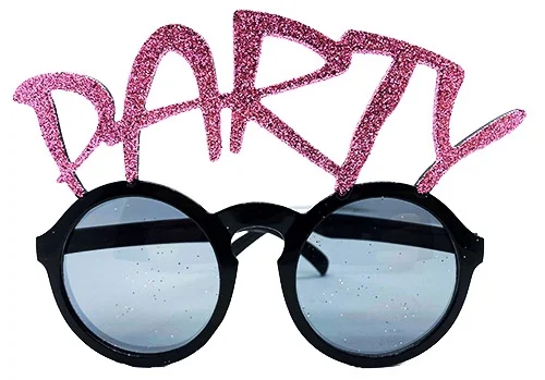 İthalat® Party Yazılı Simli Pembe Renk Parti Gözlüğü 15x7 cm