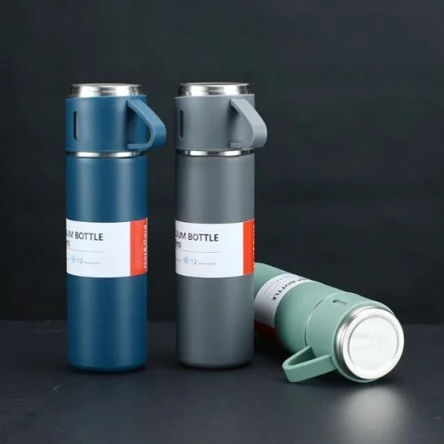 İthalat® Paslanmaz Çelik Bardaklı Termos Seti 500 ML