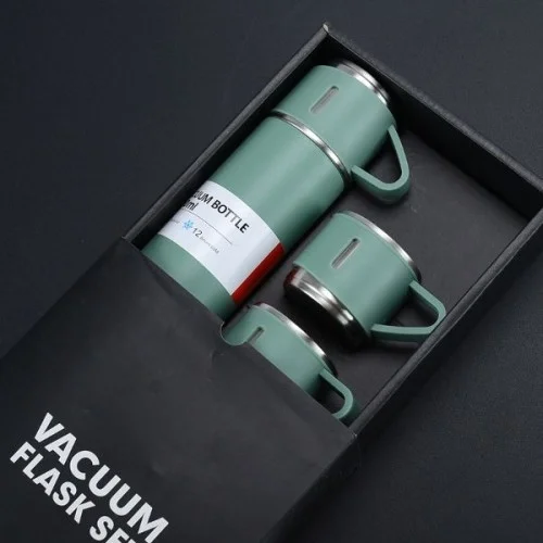 İthalat® Paslanmaz Çelik Bardaklı Termos Seti 500 ML