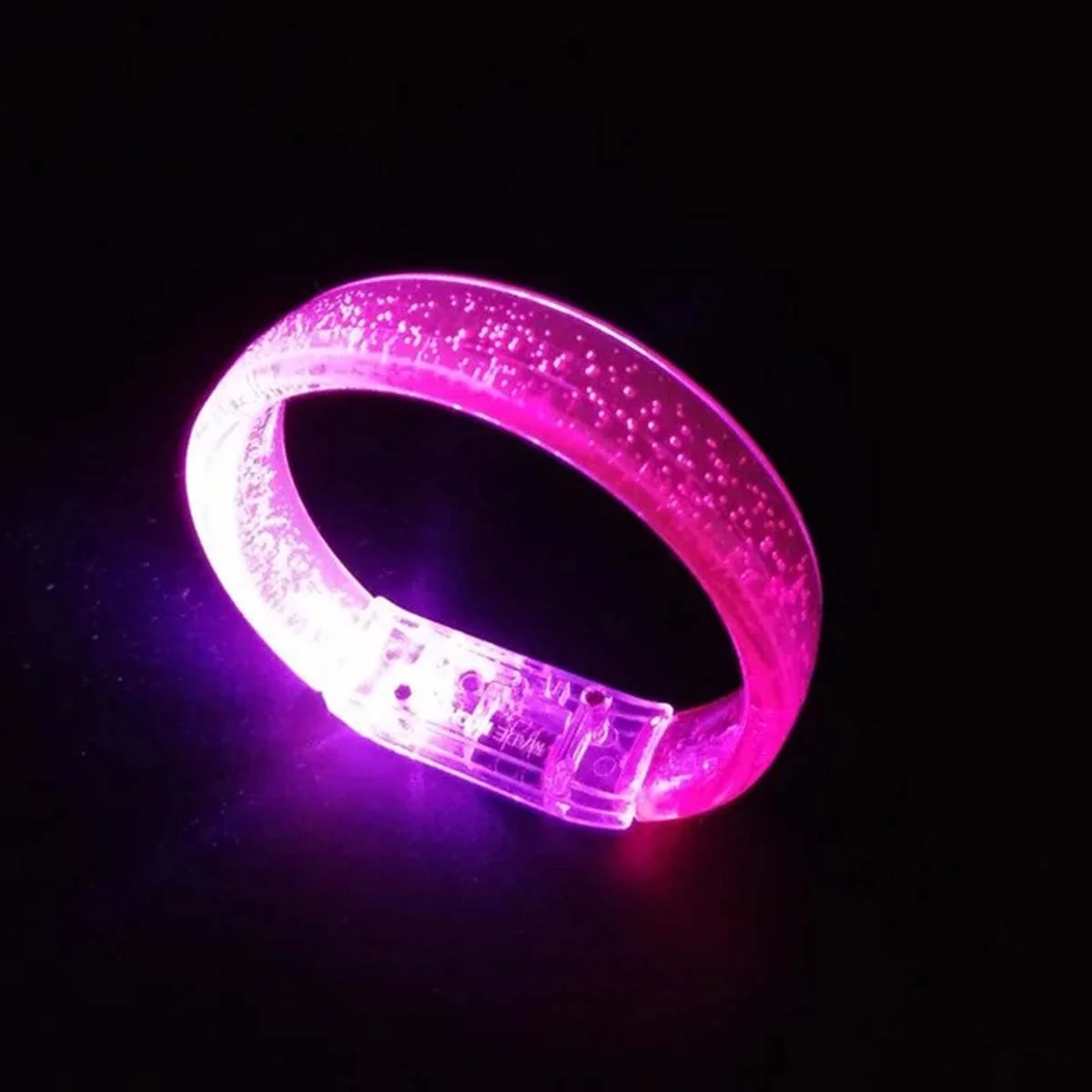 İthalat® Pembe Led Işıklı Baskı Yapılabilen Pilli Bileklik Bilezik 1,5 cm Genişlik