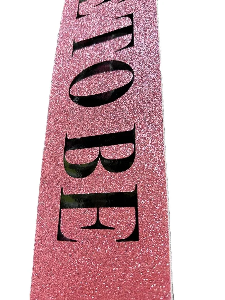İthalat® Pembe Üzeri Siyah Kalın Bride To Be Yazılı Simli Işıltılı Kuşak Kemer 10x80 cm