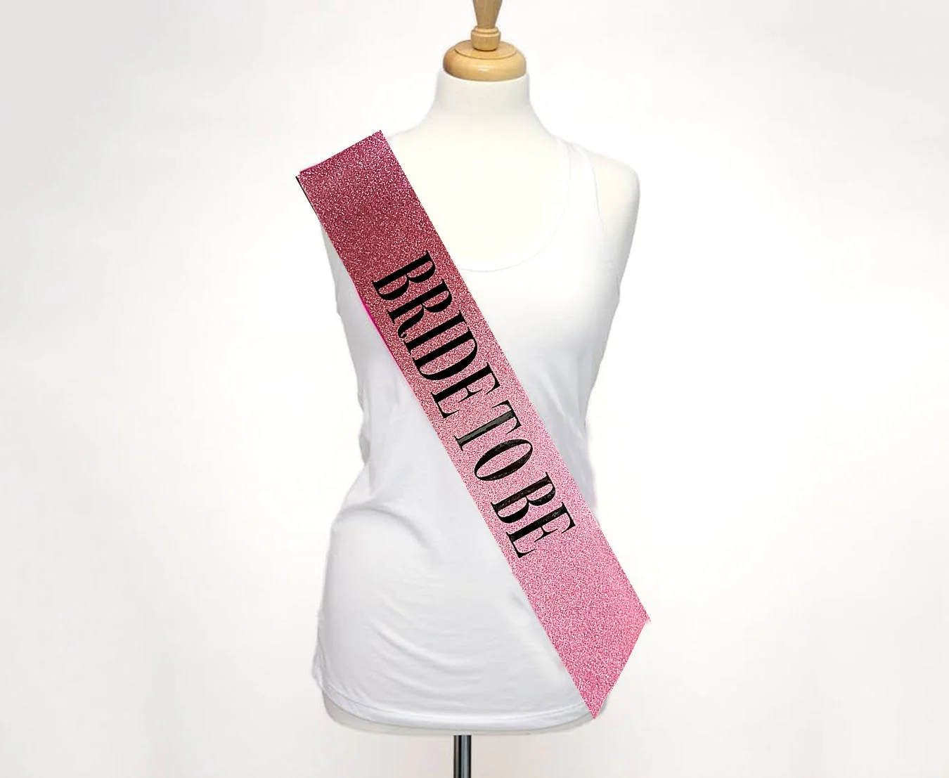 İthalat® Pembe Üzeri Siyah Büyük Bride To Be Yazılı Simli Işıltılı Kuşak Kemer 10 cm Genişlik
