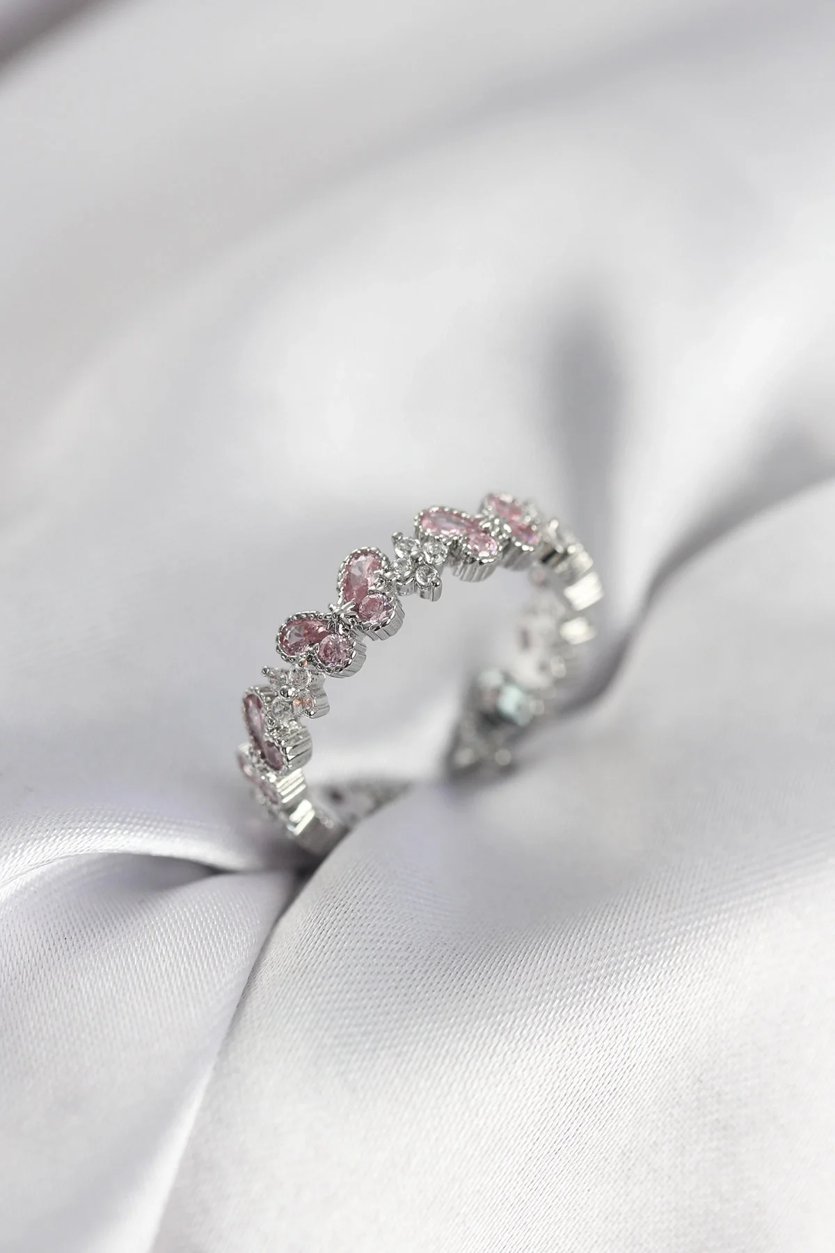 İthalat® Pembe Zirkon Taşlı Kelebek Model Kadın Yüzük