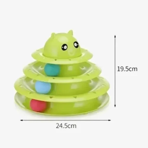 İthalat® PetZoom Kedi Başlıklı 3 Katlı Kedi Oyuncağı