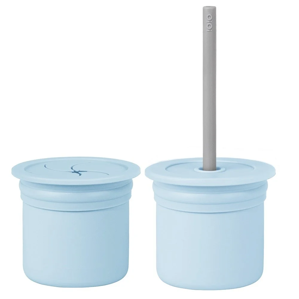 İthalat®   Pipetli Silikon Bardak Seti Mineral Blue / Powder Grey