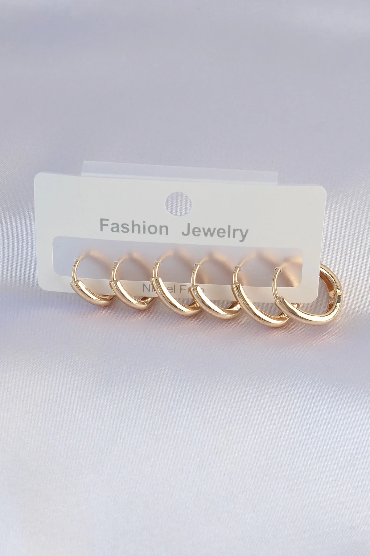 İthalat® Pirinç Gold Renk Oval Küpe Seti