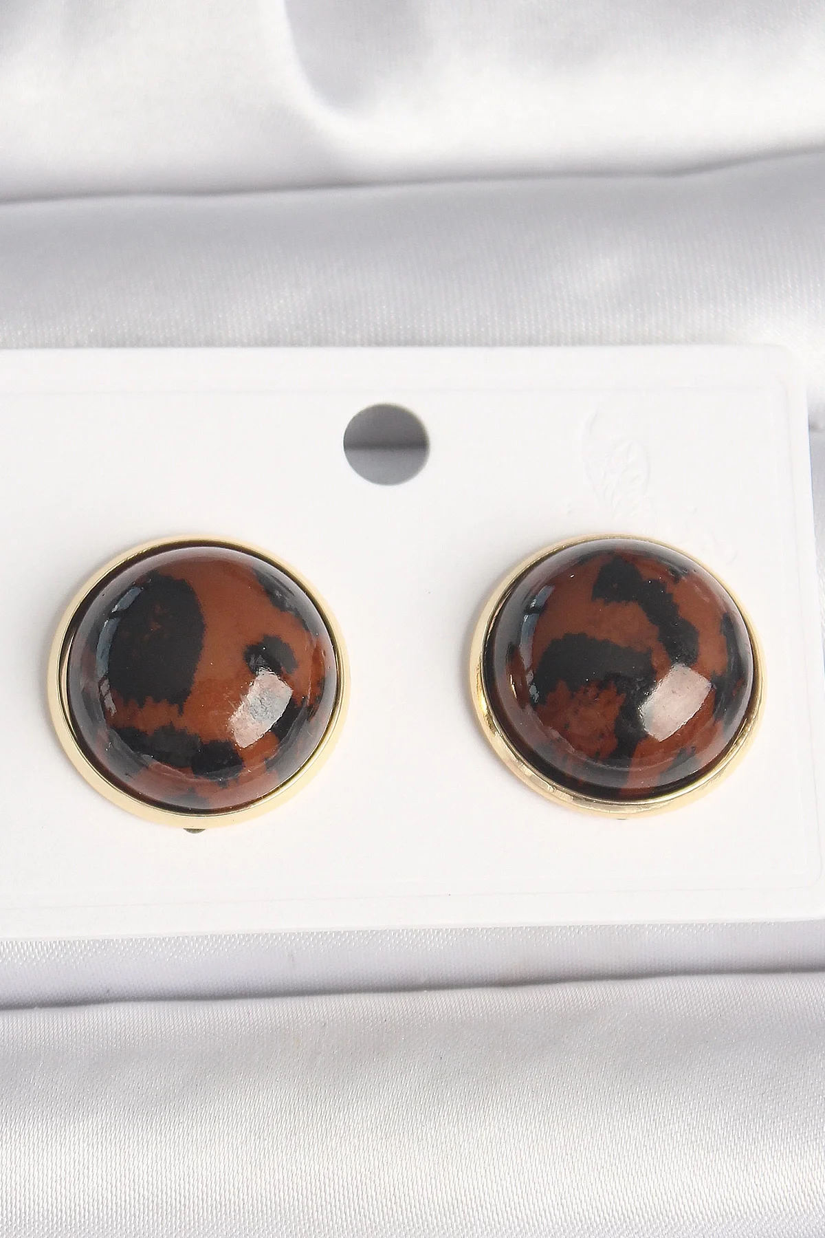 Pirinç Gold Renk 3D Daire Leopar Model Kadın Küpe Pirinç Gold Renk 3D Daire Leopar Model Kadın Küpe