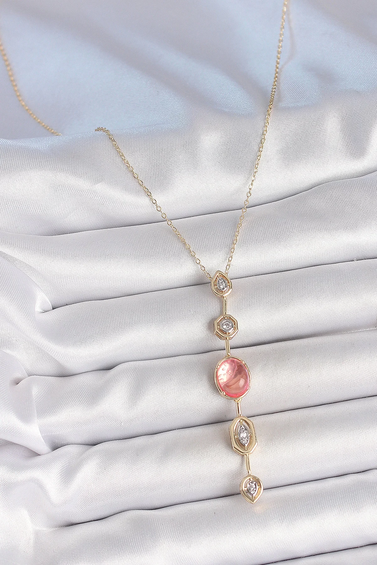 İthalat® Pirinç Zincir Pembe Gold Renk Zirkon Taşlı Y Kolye Fiyatı, Yorumları ve Özellikleri