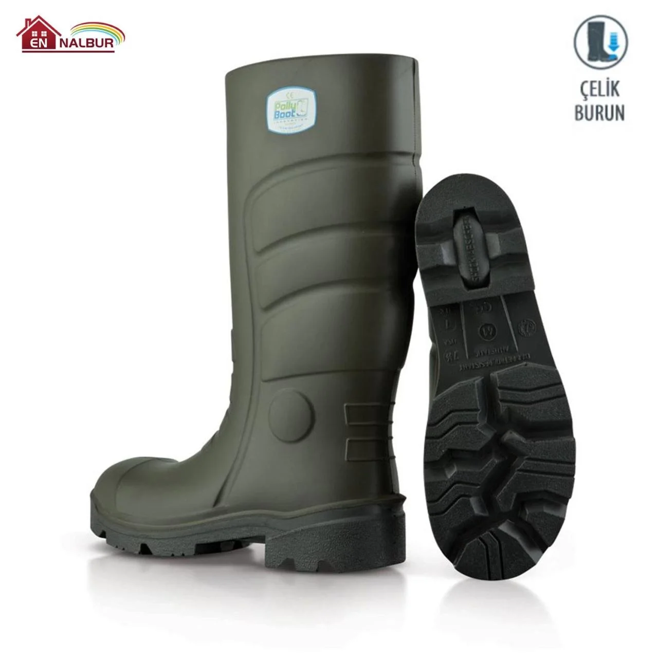 İthalat® Pollyboot Vega 44 Numara Çelik Burunlu Çizme Poliüratan