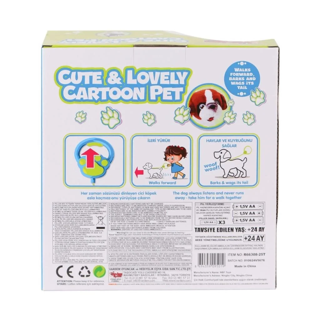 İthalat® PR66308-25T Tasmalı Yürüyen Peluş Fransız Köpeği