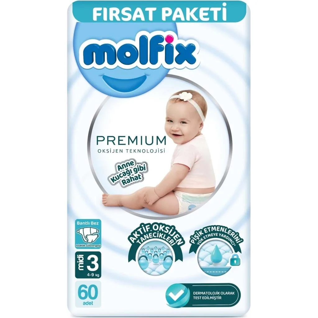 Premium Bebek Bezi Fırsat Paketi 3 Beden 4-9 Kg 60 Adet Fiyatı, Yorumları ve Özellikleri