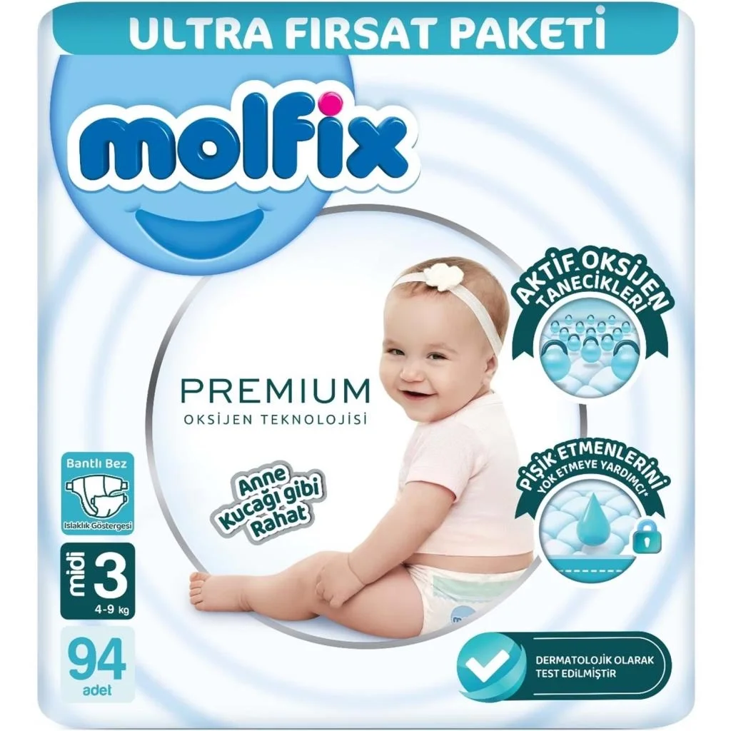 Premium Bebek Bezi Ultra Fırsat Paketi 3 Beden 4-9 Kg 94 Adet Fiyatı, Yorumları ve Özellikleri