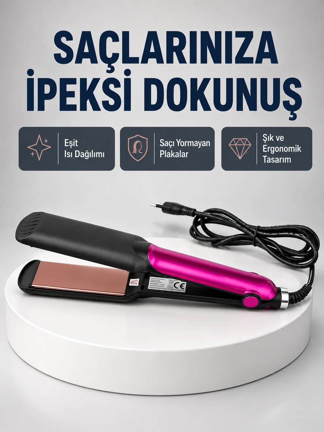 İthalat® Profesyonel İyon Teknolojili Saç Düzleştirici – 220°C Hızlı Isınma ve LED Ekranlı Tasarım Fiyatı, Yorumları ve Özellikleri