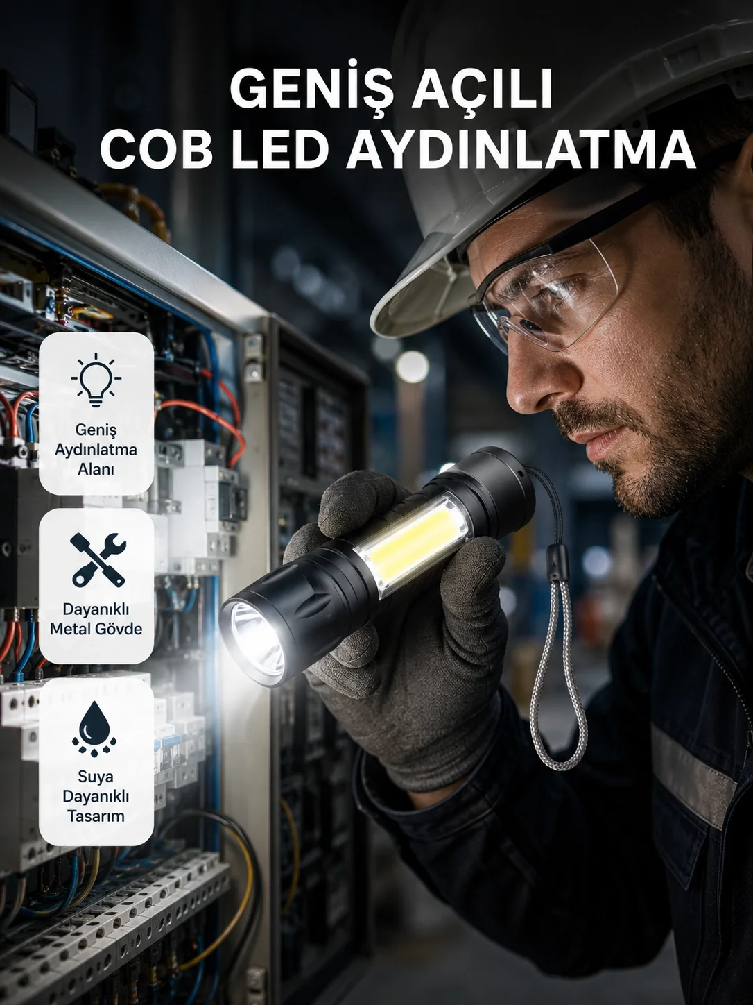İthalat® Profesyonel 4 Modlu Şarjlı El Feneri | 1300 mAh Batarya | Cree LED Teknolojisi