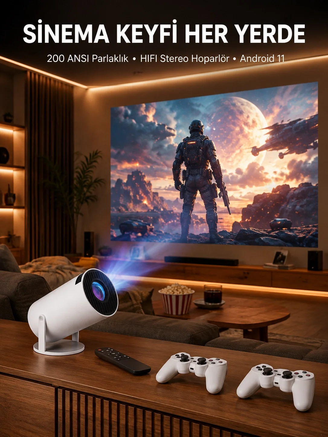 İthalat® Projeksiyon Cihazı Video Oyun Konsolu 8 GB Hafıza LCD Ekran Kumandalı  Yeni Nesil