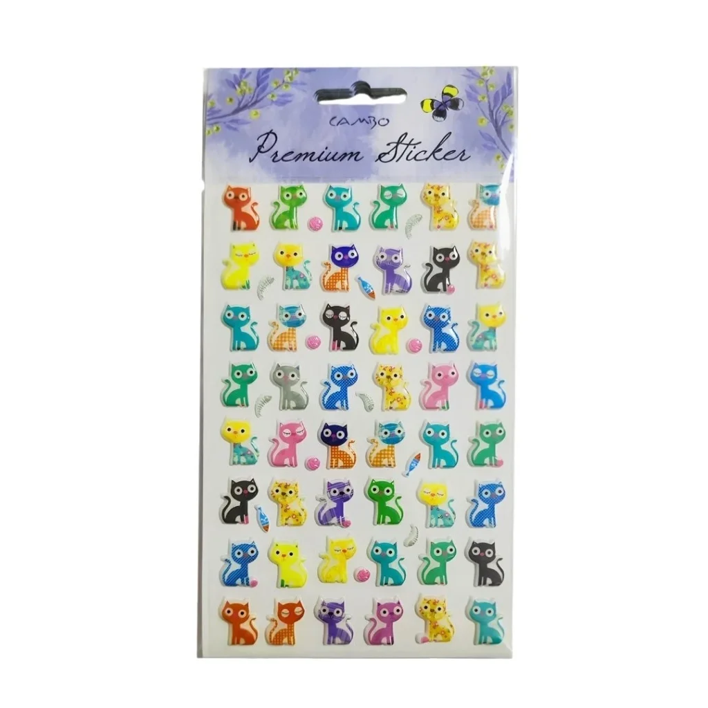 İthalat® Puf Sticker Balıklı Kedi