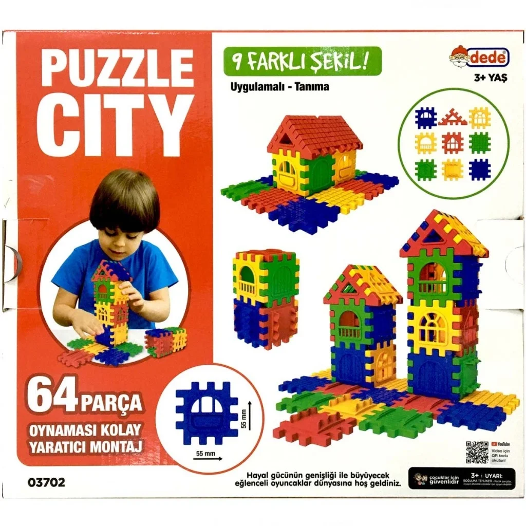 İthalat® Puzzle City 3D Yapı ve Tasarım Blokları 64 Parça