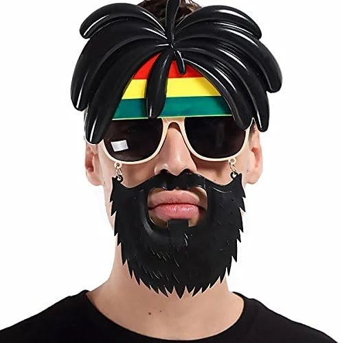 İthalat® Rasta Peruklu Rasta Sakallı Bob Marley Bıyıklı Parti Gözlüğü 27x18 cm