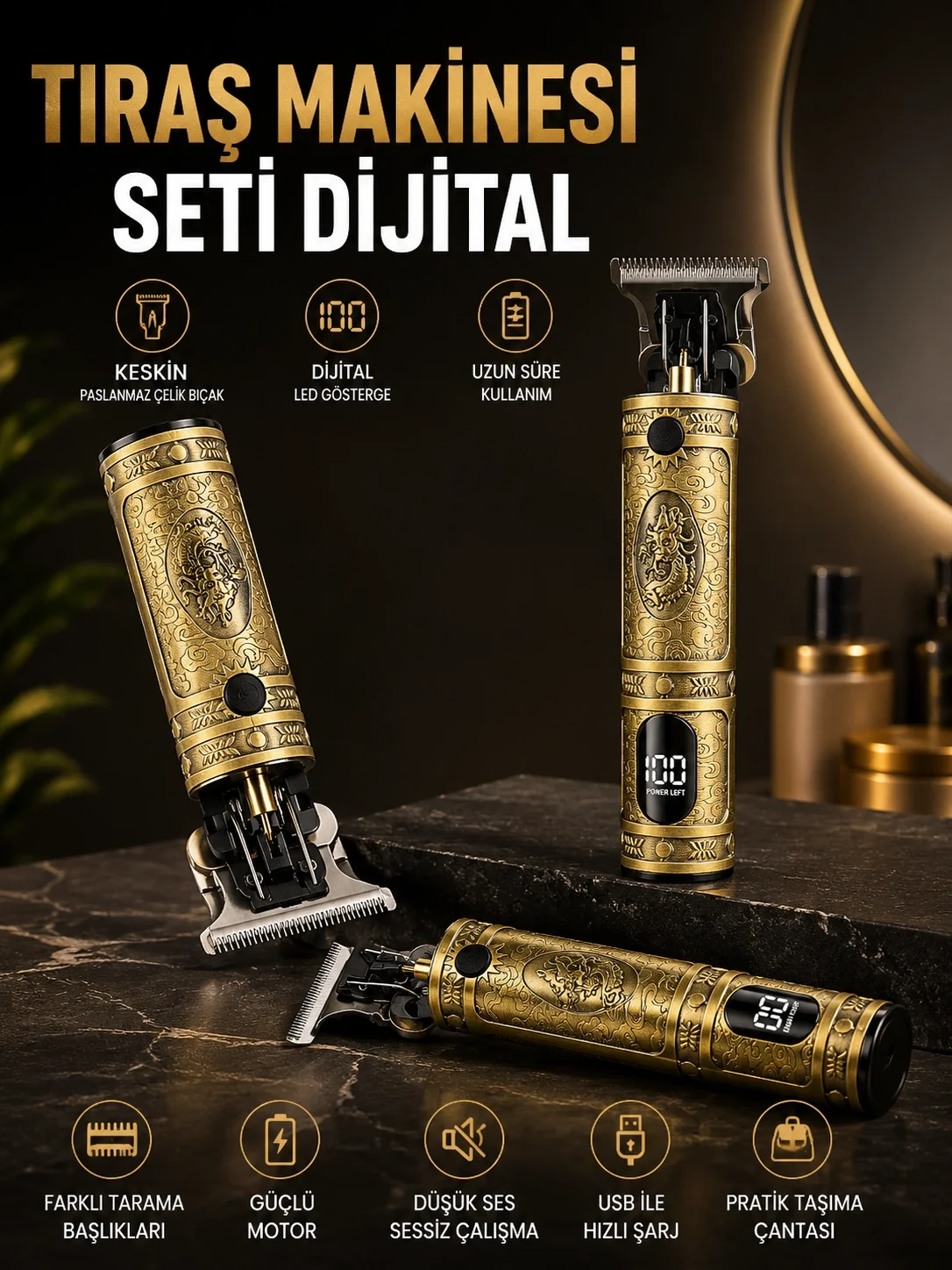İthalat® RD 378 Çizik Tıraş Makinesi Seti Dijital