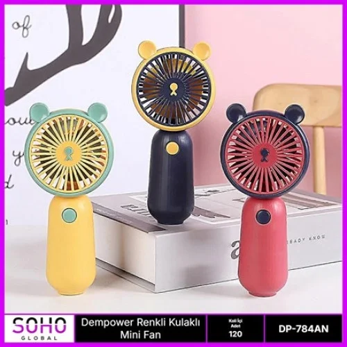 İthalat® RENKLİ KULAKLI MİNİ FAN