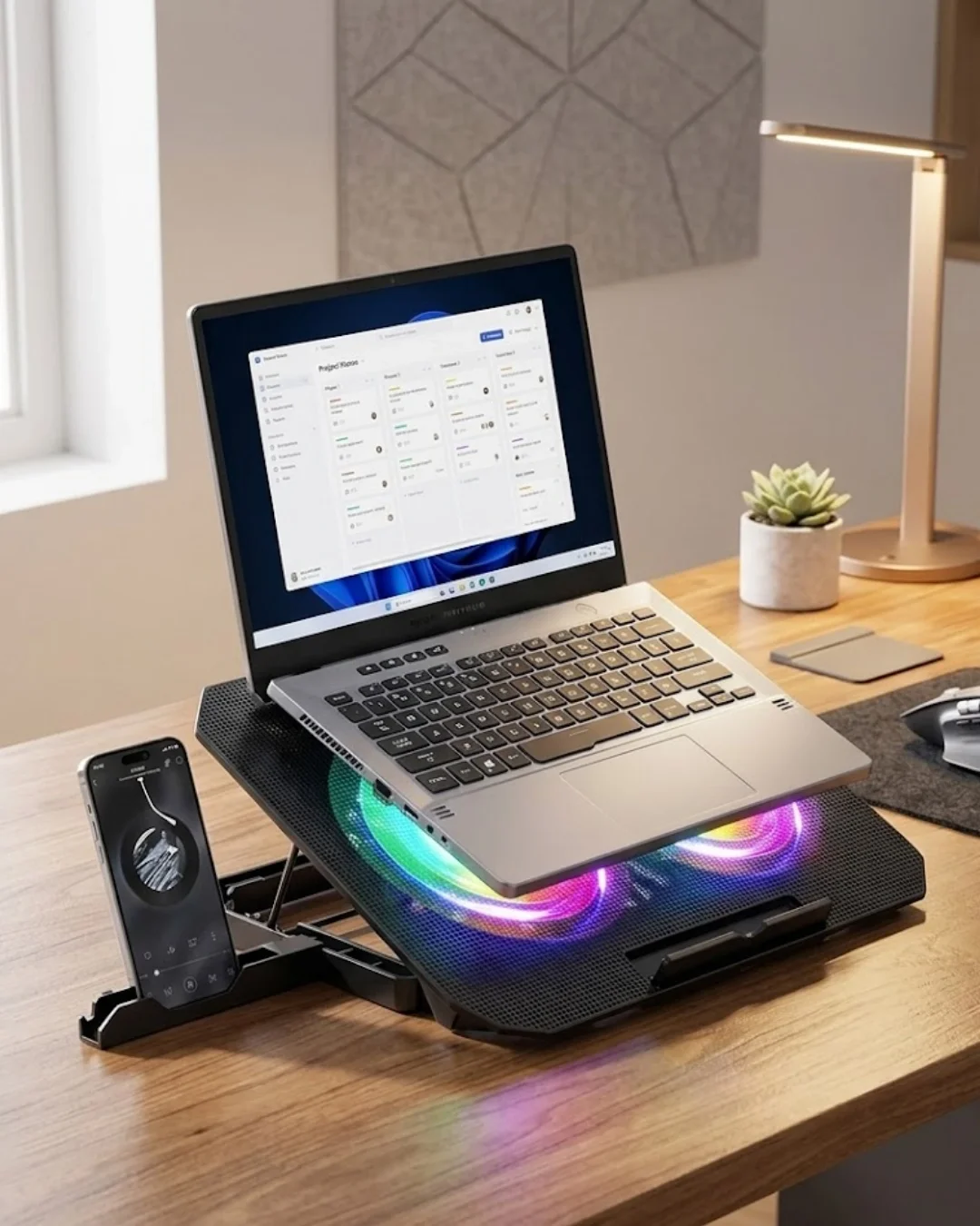 İthalat® RGB Fanlı Laptop Soğutma Standı USB Girişli Notebook Yükseltici
