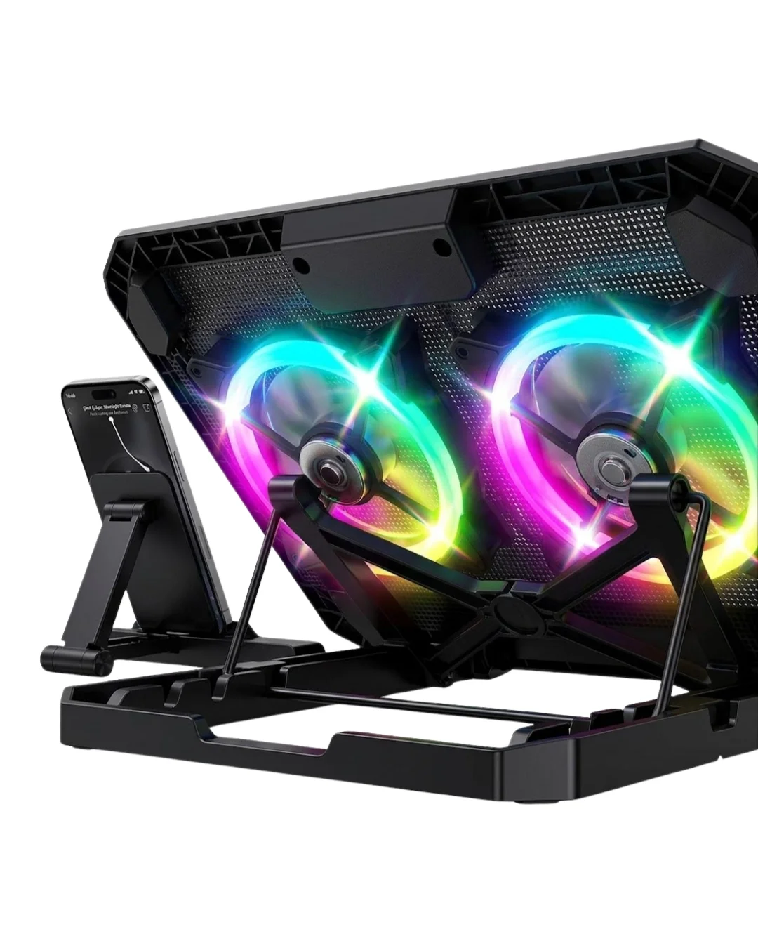 İthalat® RGB Işıklı Laptop Soğutucu Stand Çift Fanlı Sessiz Çalışan Ayarlanabilir