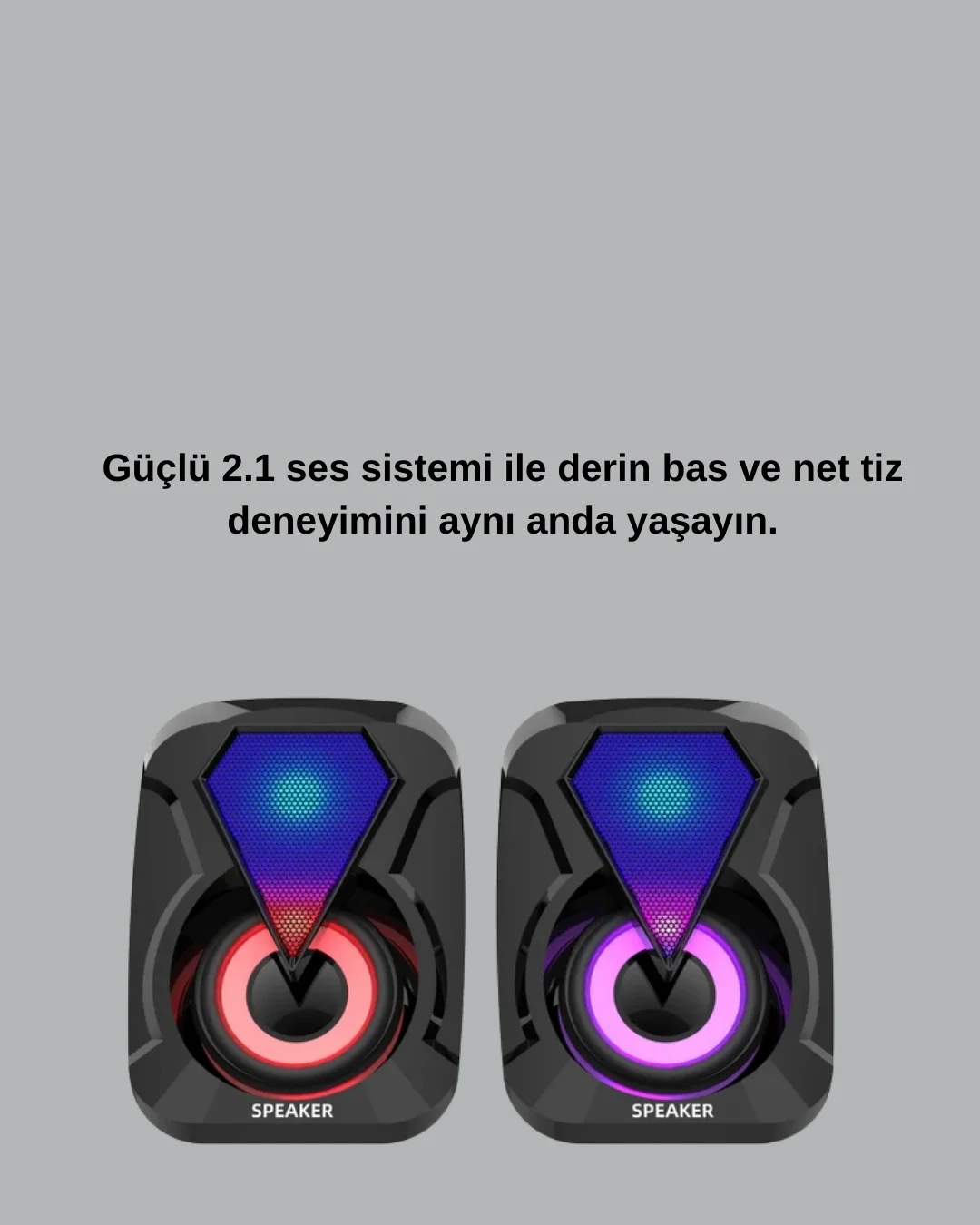 İthalat® RGB LED AYDINLATMALI USB BİLGİSAYAR OYUN HOPARLÖRÜ