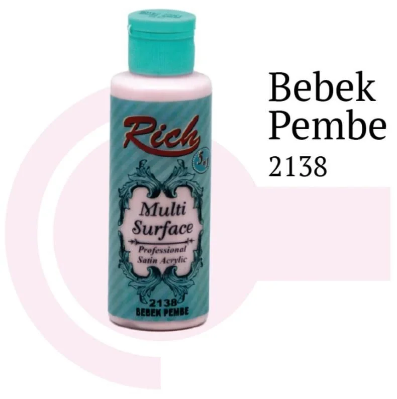 İthalat® Rich Multi Surface 2138 Bebek Pembe Akrilik Boya 120 cc
