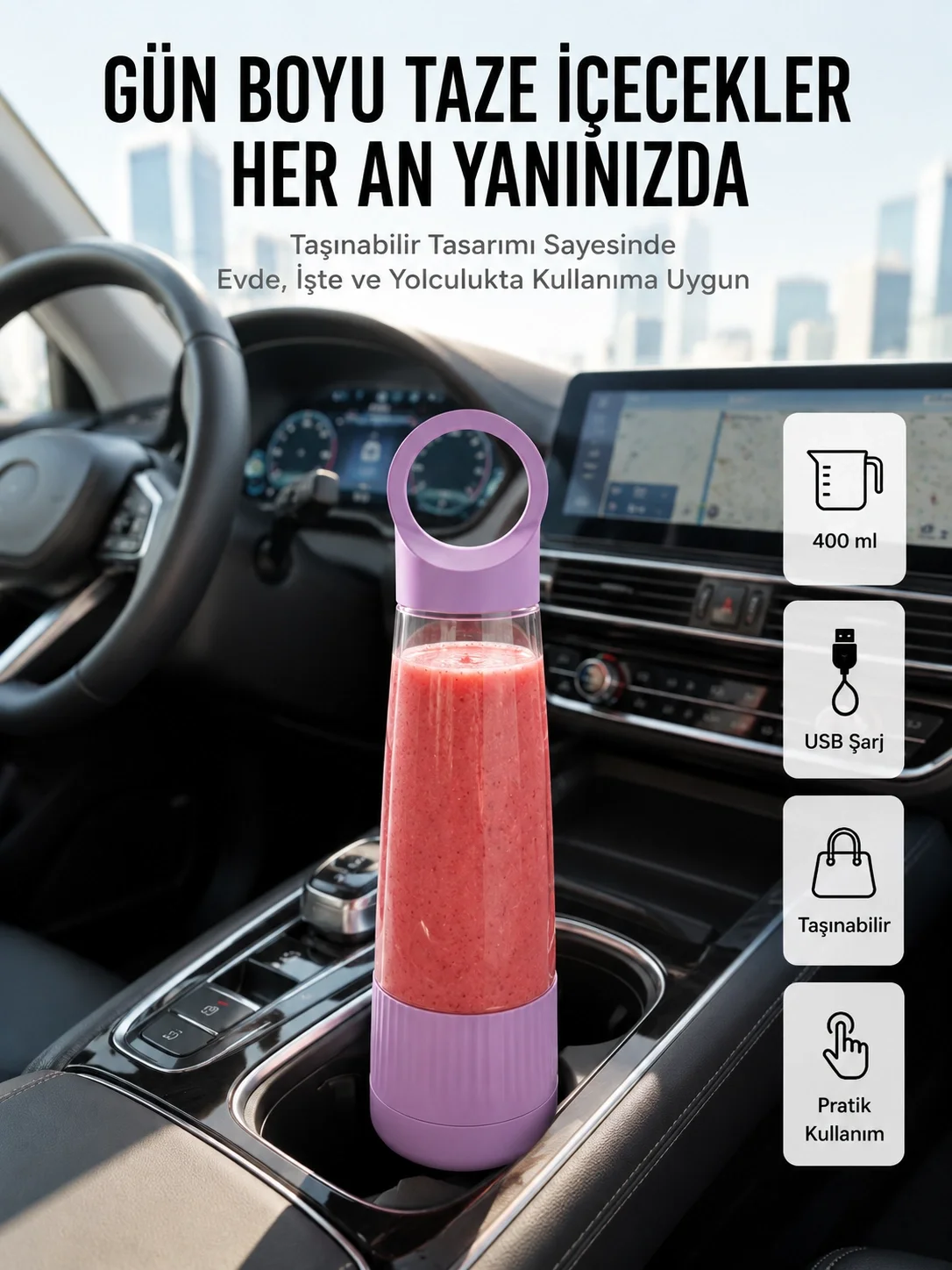 İthalat® Sağlıklı Yaşam İçin 400 ml Taşınabilir Blender