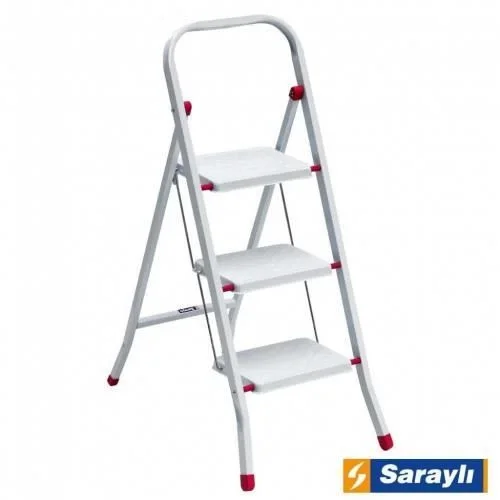 İthalat® Saraylı Pratik Metal Merdiven Beyaz 3 Basamaklı İthalat® Saraylı Pratik Metal Merdiven Beyaz 3 Basamaklı